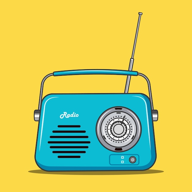 Vector vieja música de medios retro y reproductor de radio vector ilustración aislada sobre fondo amarillo