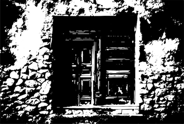 Vieja pared de ladrillo con tablas de madera en la ventana Pared de un edificio en ruinas abandonado