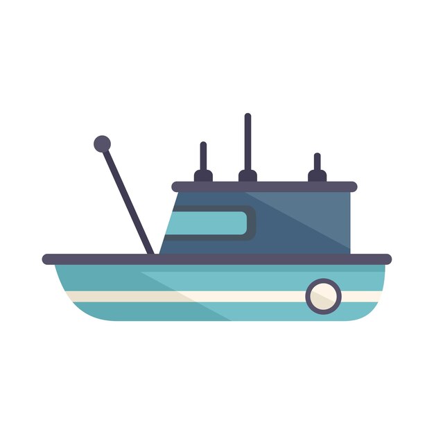 Viejo barco de pesca icono vector plano Barco marino Buque marino aislado