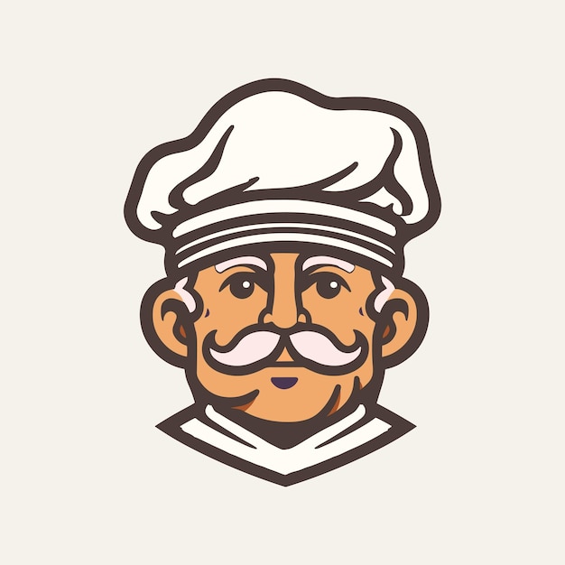 Viejo chef con diseño de logo de bigote