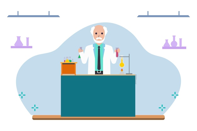 El viejo científico ocupado Ilustración vectorial