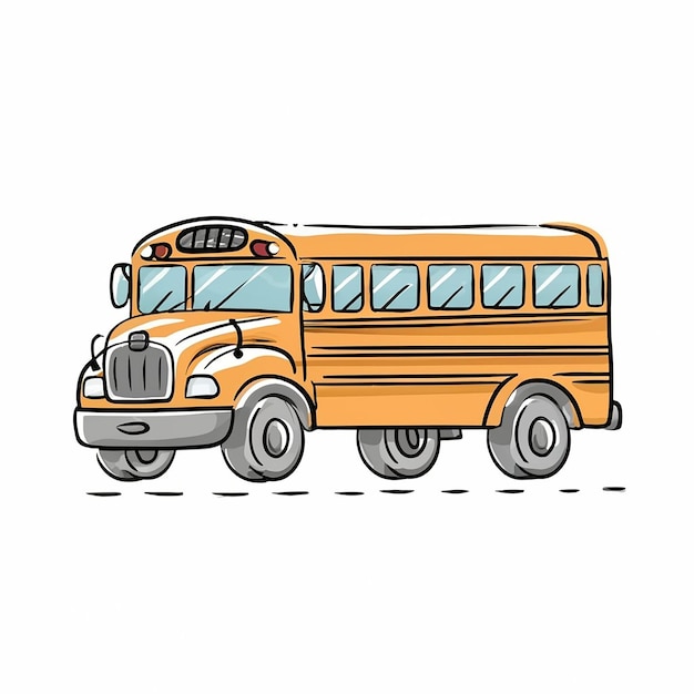 Viejo concepto de autobús escolar de color minimalista