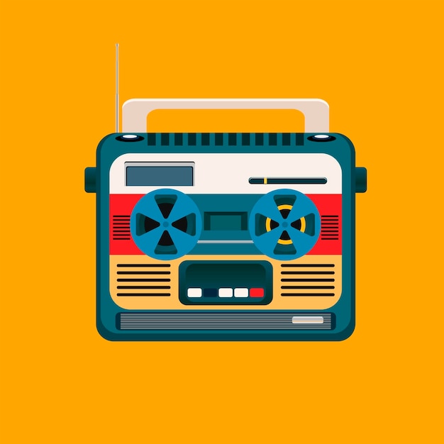viejo grabador de casetes retro vector plano ilustración eps 10