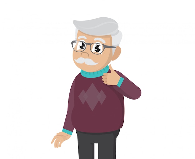 Viejo hombre para pulgar arriba ilustración