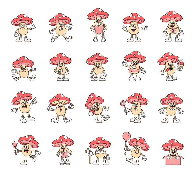 Vector un viejo hongo de hongos retro