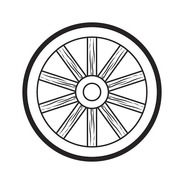 Viejo icono de rueda de madera