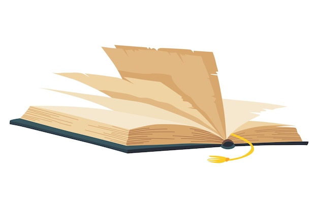 Viejo libro abierto con página vacía Concepto de sabiduría o educación Elemento de diseño de biblioteca vintage Símbolo de papelería de escritura antigua para trabajo de poesía o educación