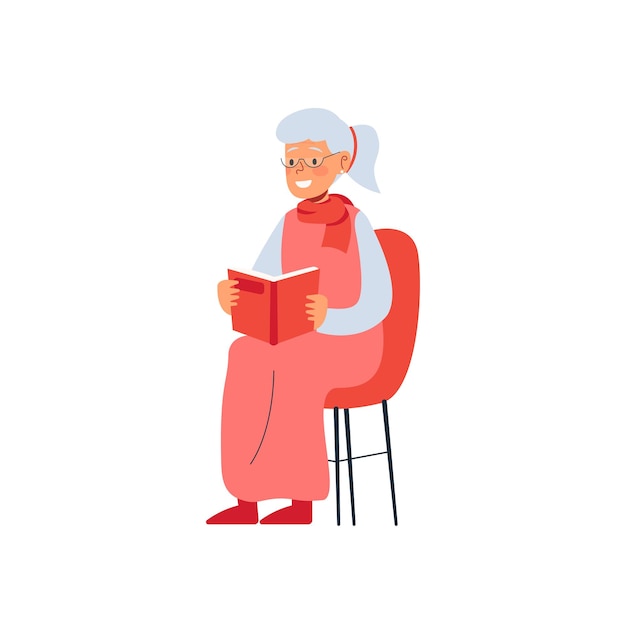 El viejo maestro está leyendo un libro Profesor de educación física Vector Ilustración de la actividad del maestro
