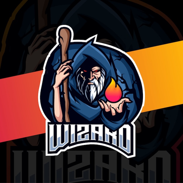 Viejo mago mascota esport logo design