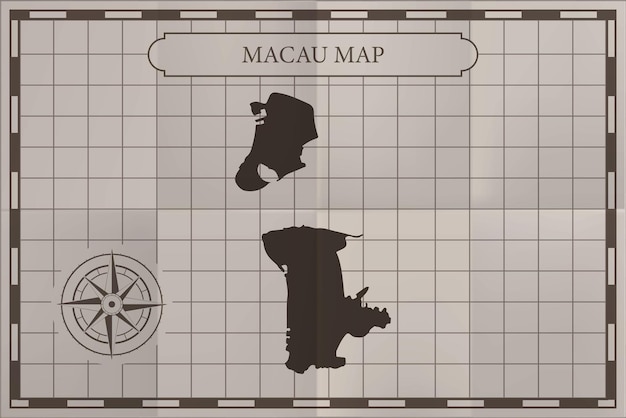 Vector el viejo mapa clásico de macao el estilo de papel del mapa antiguo de macao