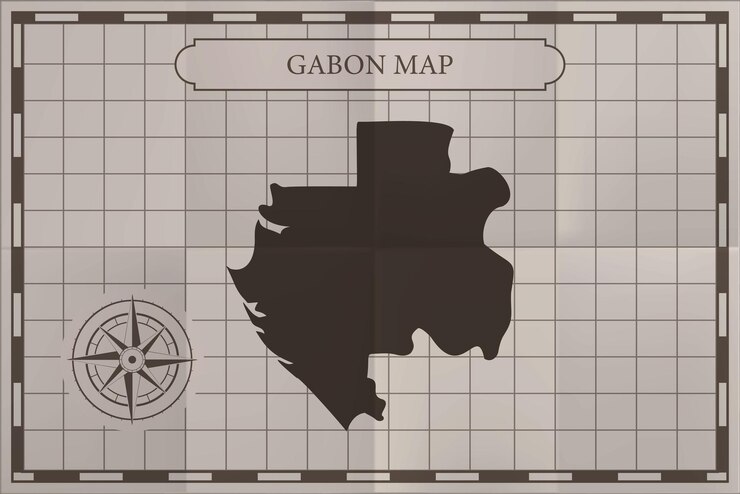 Vector viejo mapa clásico del país de gabón estilo de papel de mapa antiguo vintage