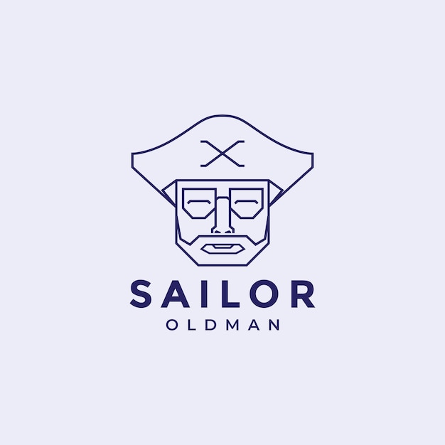 Viejo marinero con gafas de sol diseño de logotipo vector gráfico símbolo icono ilustración idea creativa