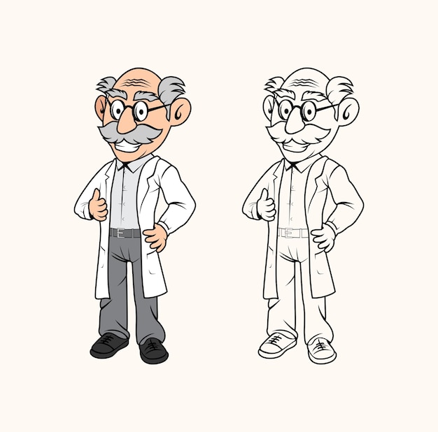 El viejo personaje de dibujos animados del profesor