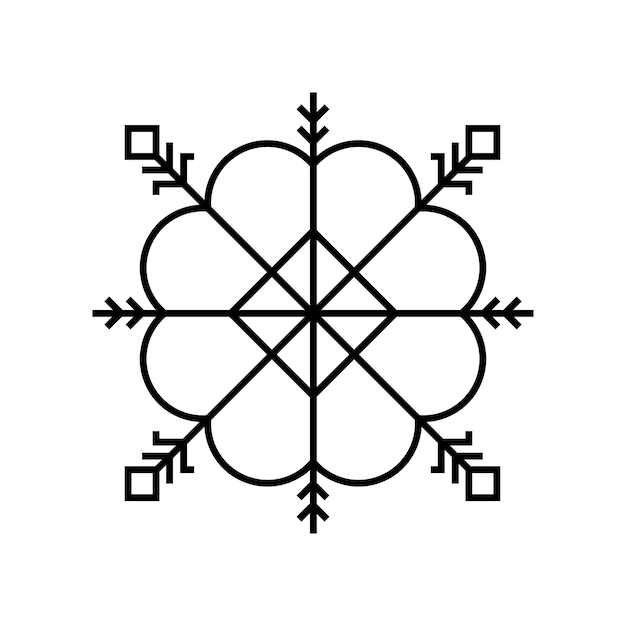 Viejo signo del sol báltico. Símbolo popular de estrella o flor.