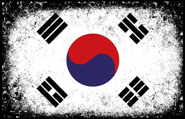 Viejo sucio grunge vintage corea del sur bandera nacional ilustración