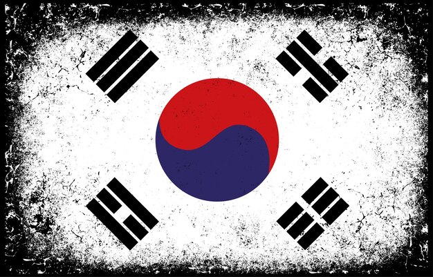 Vector viejo sucio grunge vintage corea del sur bandera nacional ilustración