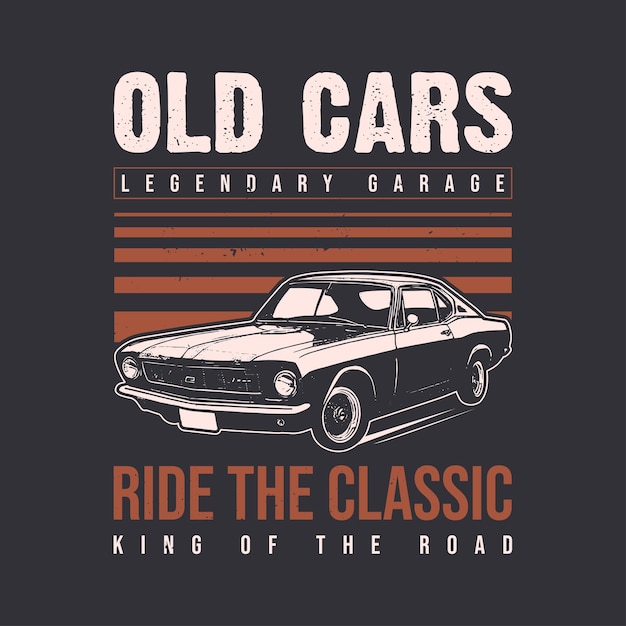 Viejos coches rey de la carretera diseño de camisetas de coches clásicos plantilla de tees de coches
