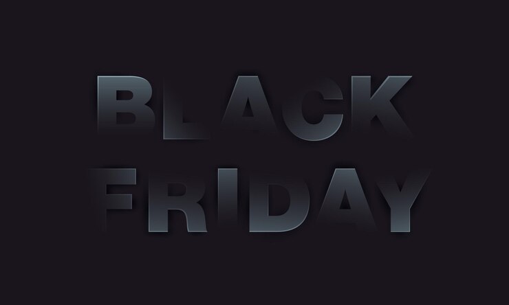 Vector viernes negro 3d recortado texto de papel gran venta fondo negro con letras ocultas
