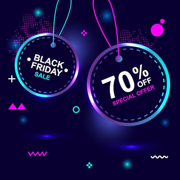 Viernes negro 70% de descuento en venta especial banner de geometría creativa