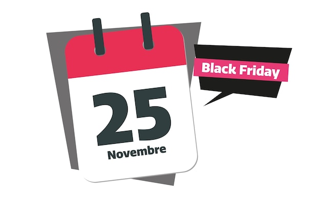 Viernes negro del calendario francés del 25 de noviembre