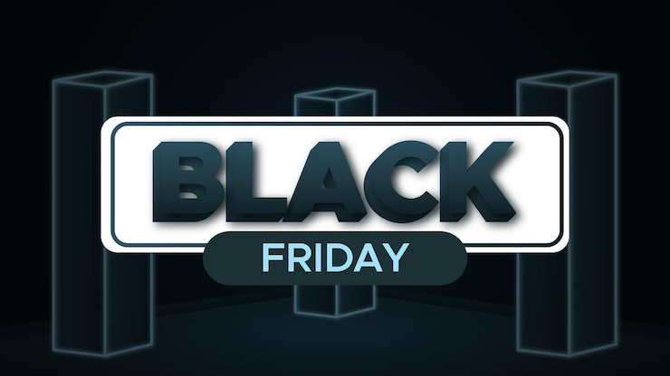 Vector viernes negro con diseño de caja 3d llameante y efecto de texto