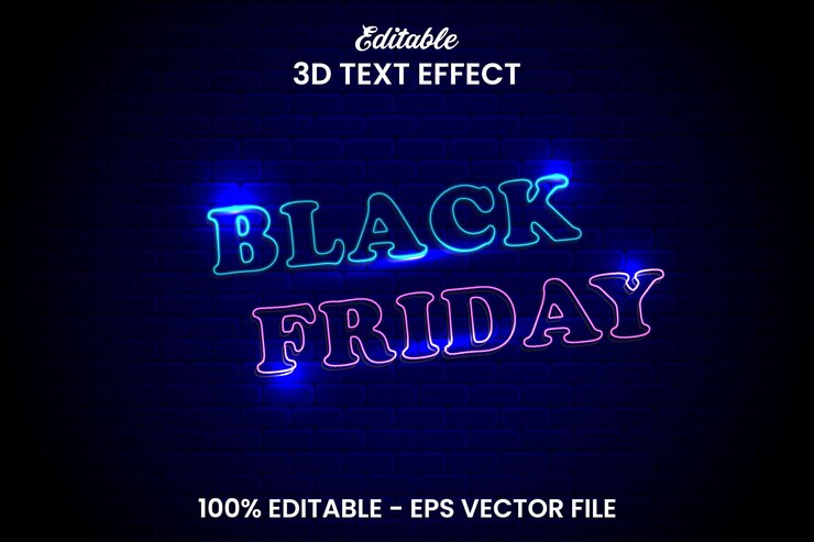 Vector viernes negro efecto de texto editable archivo vectorial eps editable