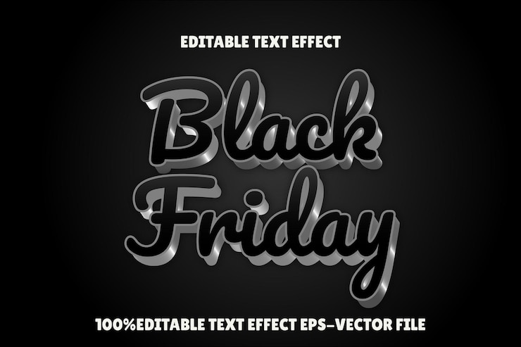Vector viernes negro efecto de texto editable estilo de gradiente de relieve 3d