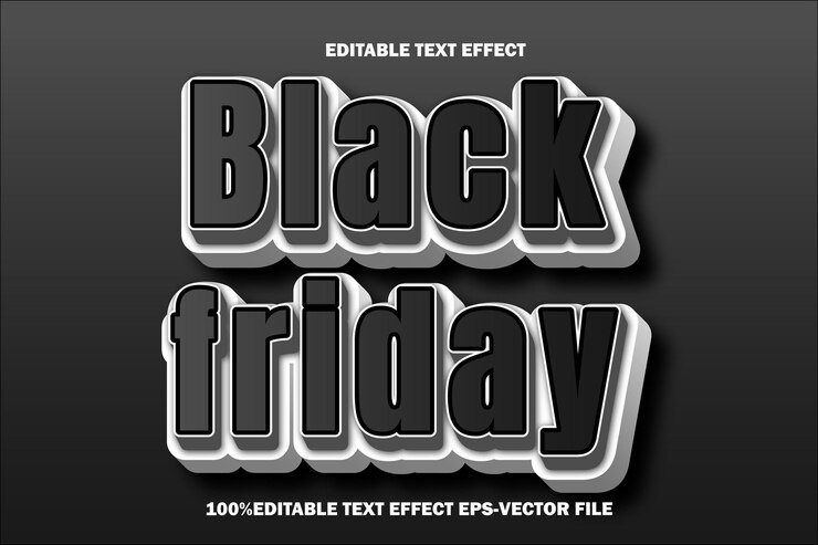Vector viernes negro efecto de texto editable estilo de gradiente de relieve 3d