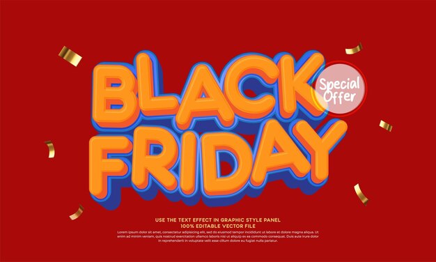 Viernes Negro con efecto de texto estilo de texto 3D editable