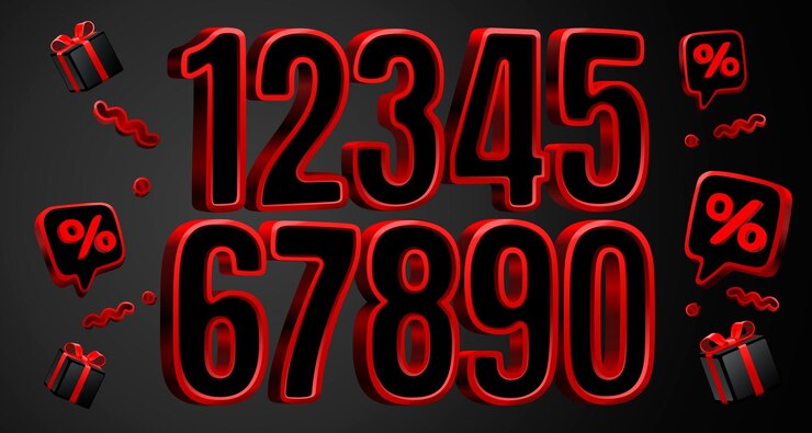 Vector viernes negro números rojos símbolos volumétricos conjunto de números para la venta ilustración vectorial