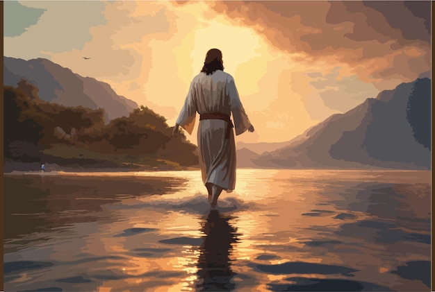 Viernes santo concepto cruz cristiana sumergida en un lago tranquilo que simboliza el bautismo y el renacimiento