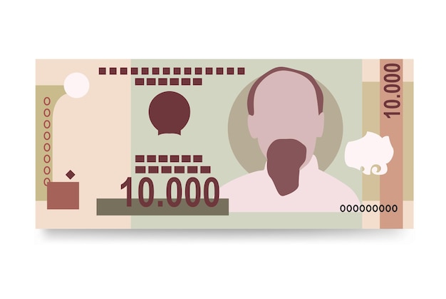 Vietnam Dong Vector Illustration Conjunto de dinero vietnamita Paquete de billetes Papel moneda 10000 VND