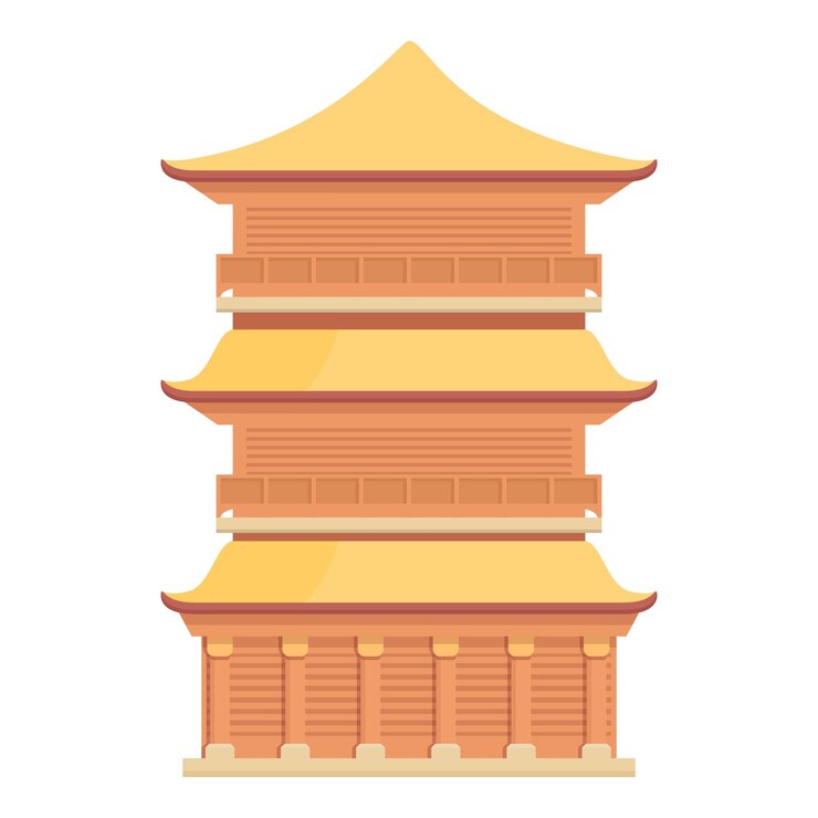 Vector vietnam pagoda icono dibujos animados vector edificio chino palacio ciudad