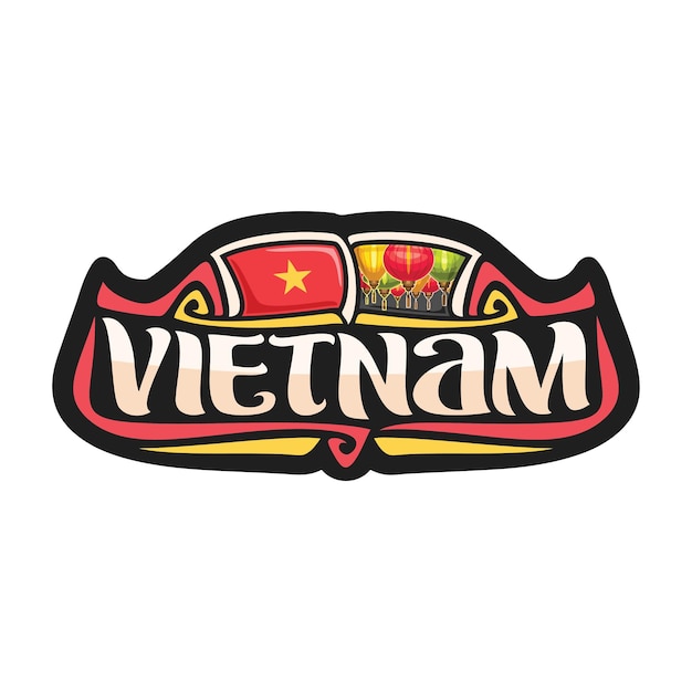 Vietnam sticker flag logo badge travel souvenir ilustración