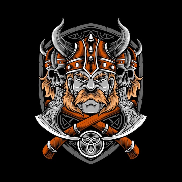 vikingo con armadura y hacha vector