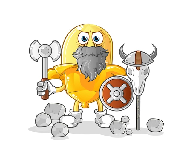 El vikingo de plátano con una ilustración de hacha. personaje