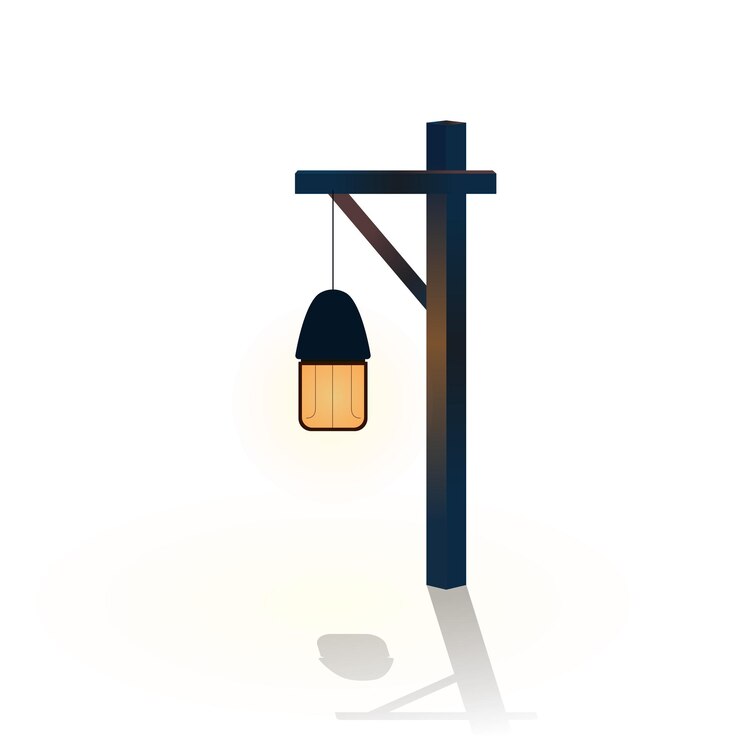 Vector village wooden light tower or street lamp cute lantern cartoon vector illustration