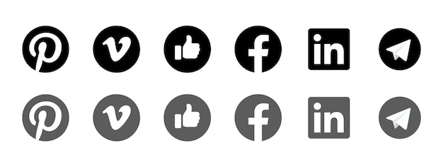 Vimeo facebook linkedin telegram logotipos de las redes sociales silueta editorial logotipos de redes sociales o redes sociales iconos vectoriales de pinterest