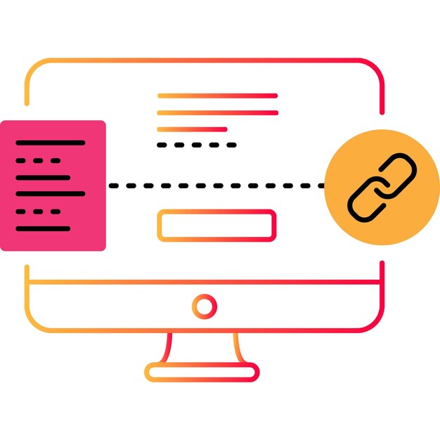 Vínculo de computadora esquema icono vector plano backlink