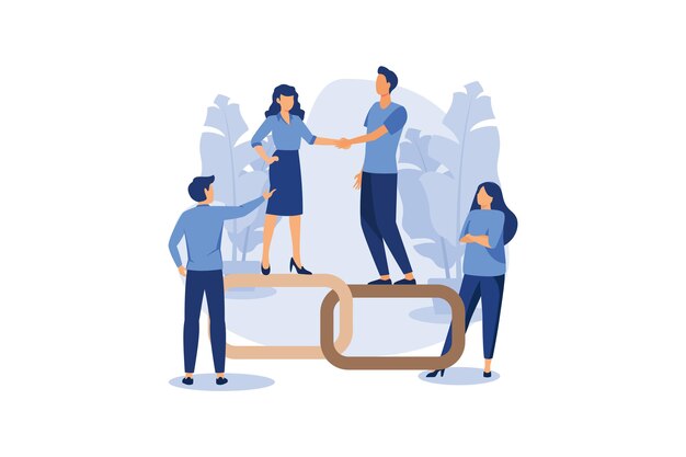 vínculo de concepto de apretón de manos como una fuerte unión y cooperación vector ilustración de diseño moderno plano