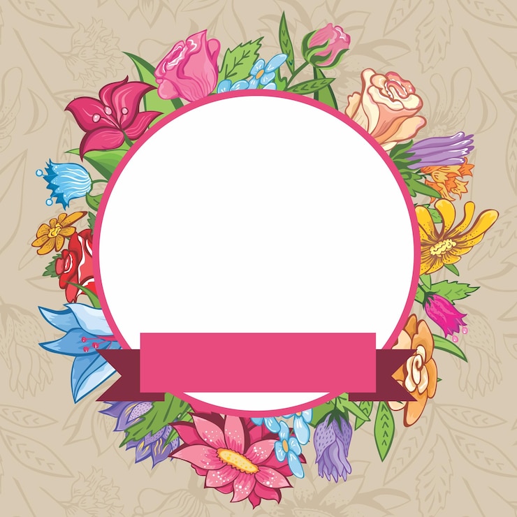 Vector viñeta floral retro con etiqueta redonda para diseño
