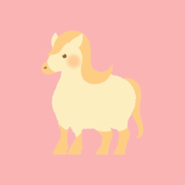 Vinilo caballo amarillo personajes lindos animales domésticos