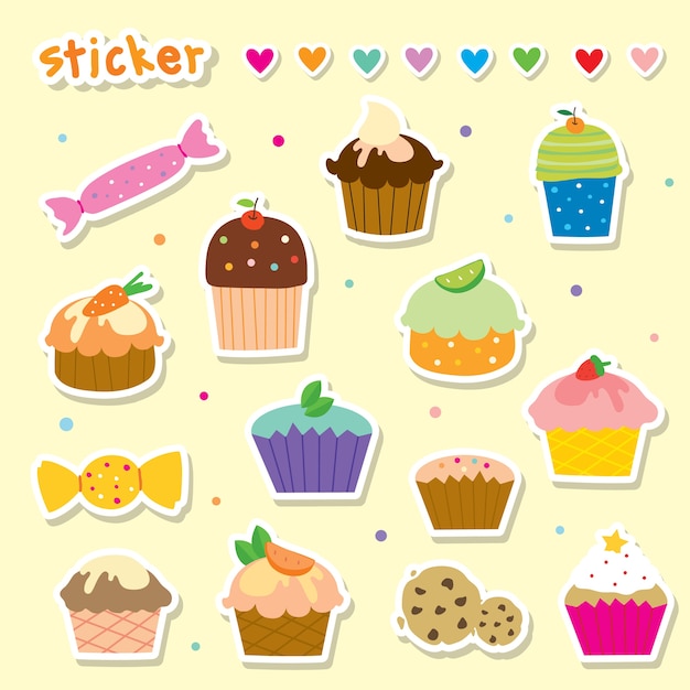 Vinilo Cupcake Cartoon Cute Vector