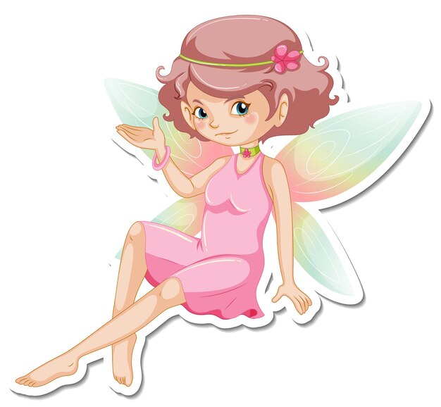 Vinilo pixerstick hermoso personaje de dibujos animados de hadas