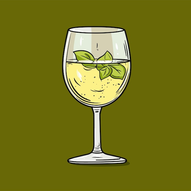 Vino blanco en vidrio icono ilustración vectorial