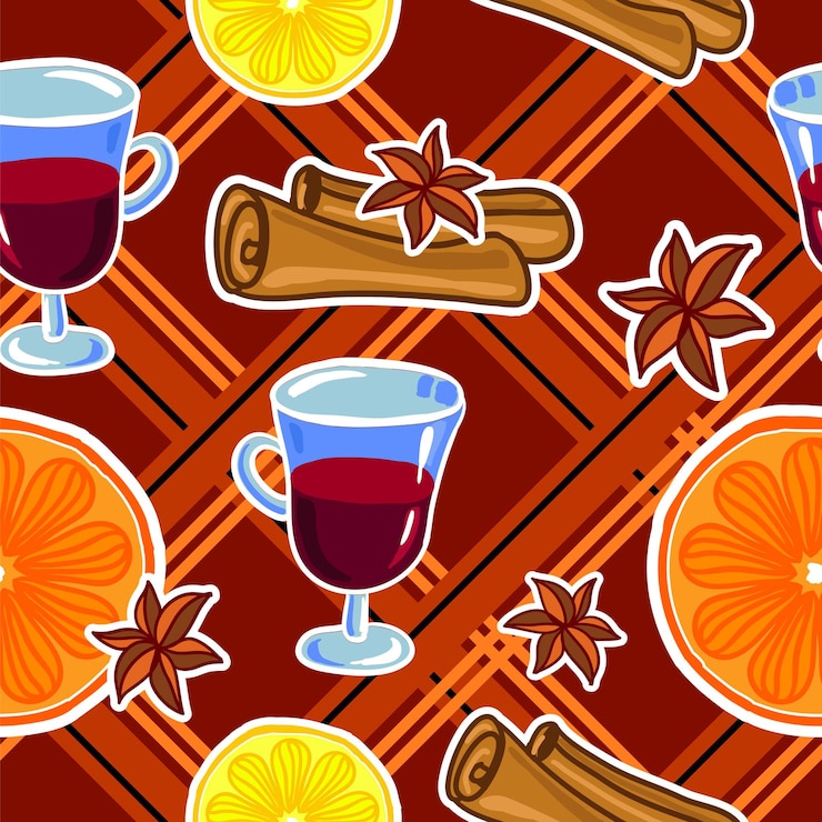 Vector vino caliente hermoso patrón sin fisuras para su diseño
