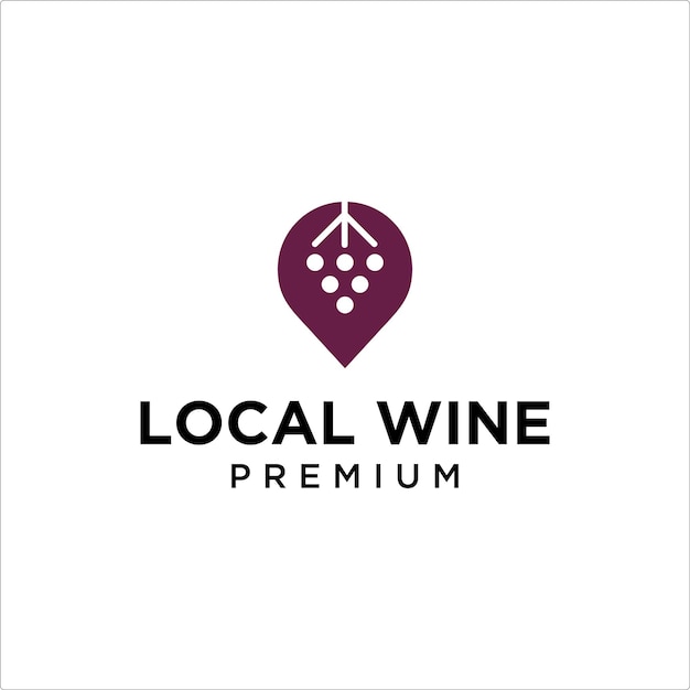 Vino local con plantilla de diseño de logotipo de signo de ubicación de mapa pin