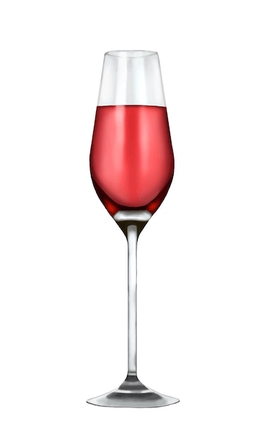 Vector vino tinto en una copa hecha en un estilo realista ilustración pintada a mano
