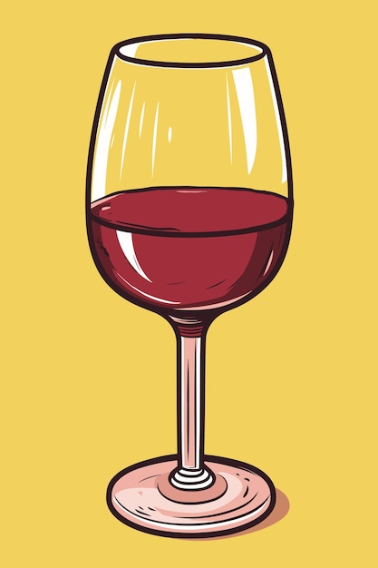 Vino tinto en vidrio icono ilustración vectorial