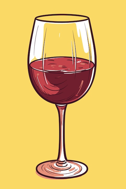 Vino tinto en vidrio icono ilustración vectorial